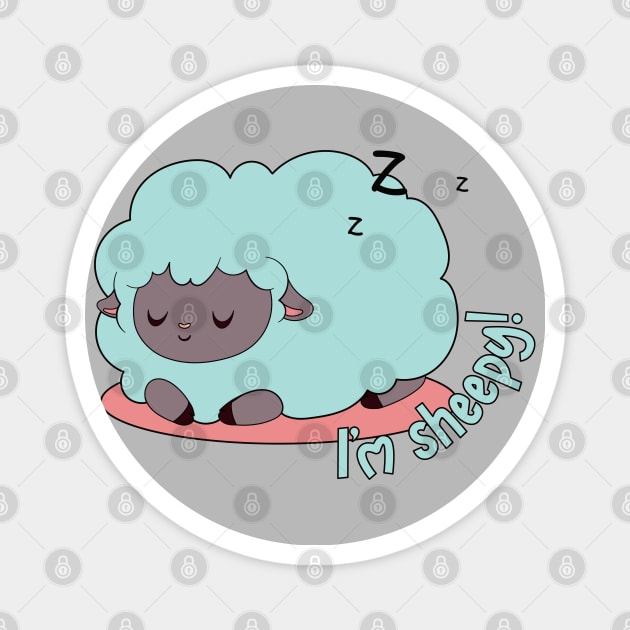 cute green sheep sleeping pacefully Magnet by TurnEffect